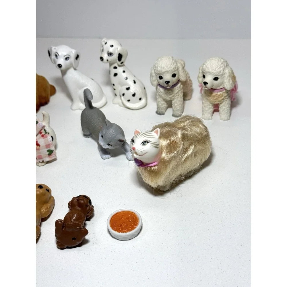 Barbie Pet Lot of 14. Marshmallow Cat, Dalmatian , Flocked Lab, Poodles +